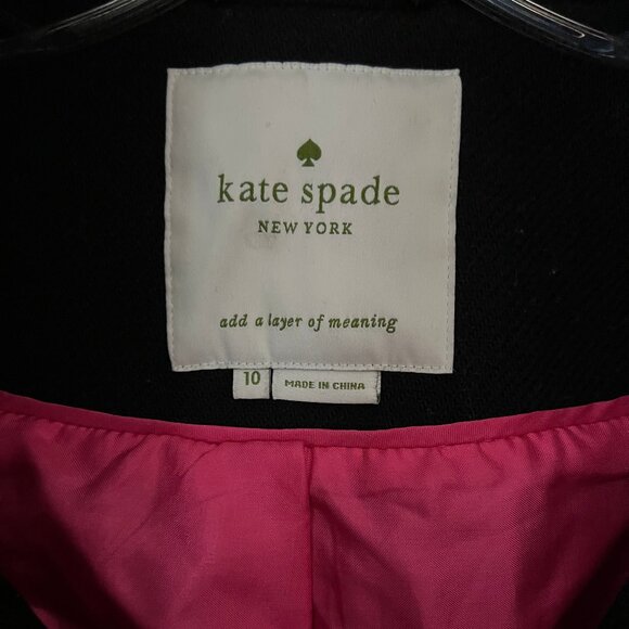 Kate Spade New York Bow Neck Wool Coat Black Size 10 - Picture 7 of 8